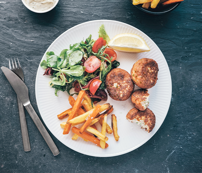 Fish Cakes with Veggie Fries